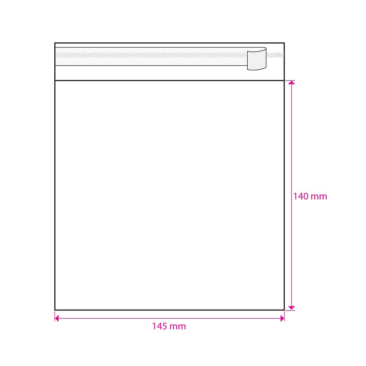 140mm Long X 145mm Wide Cello Bag Peel & Seal