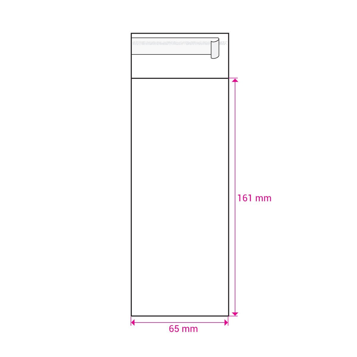 161mm Long X 66mm Wide Cello Bag Peel & Seal