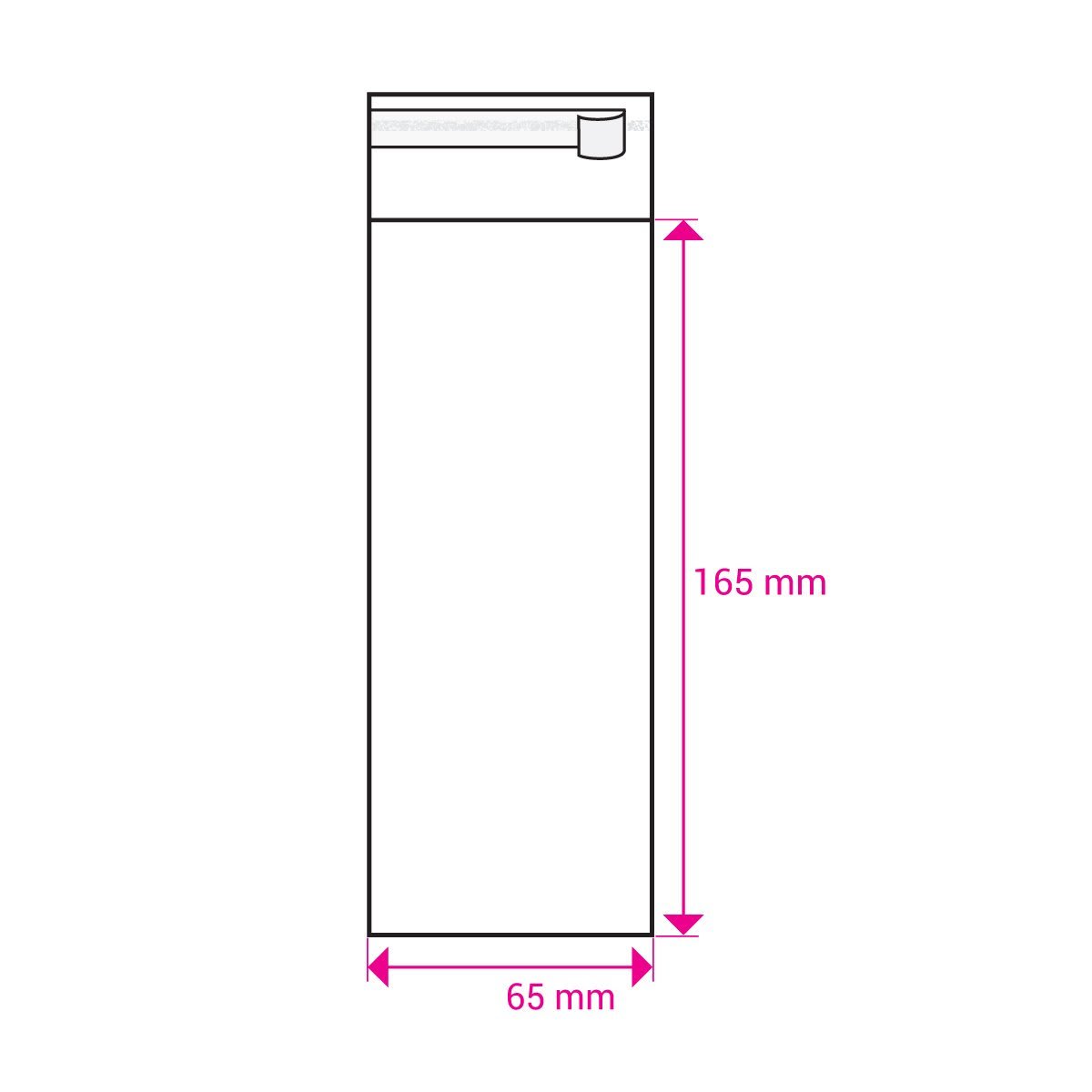 165mm Long X 65mm Wide Cello Bag Peel & Seal