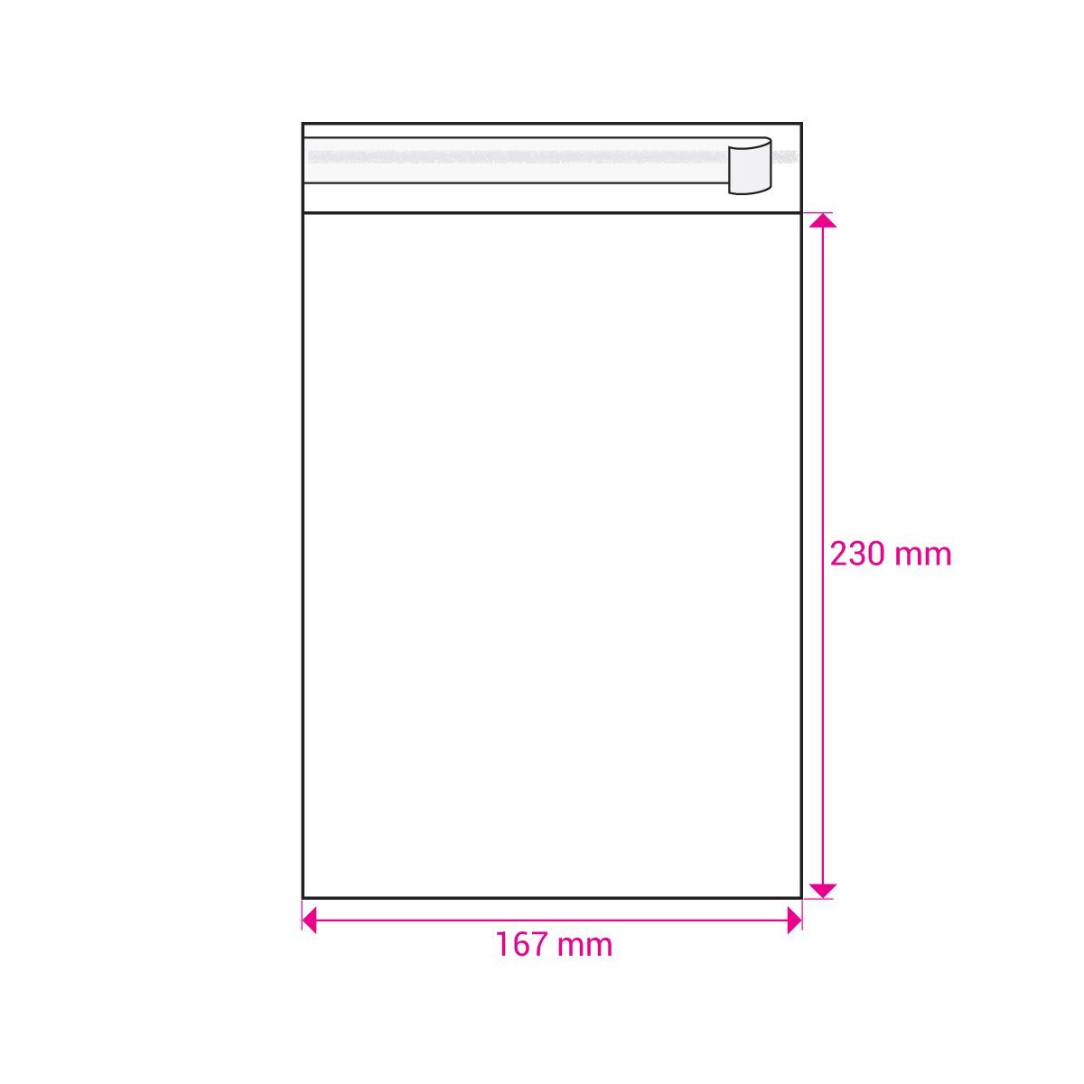 230mm Long X 167mm Wide Cello Bag Peel & Seal