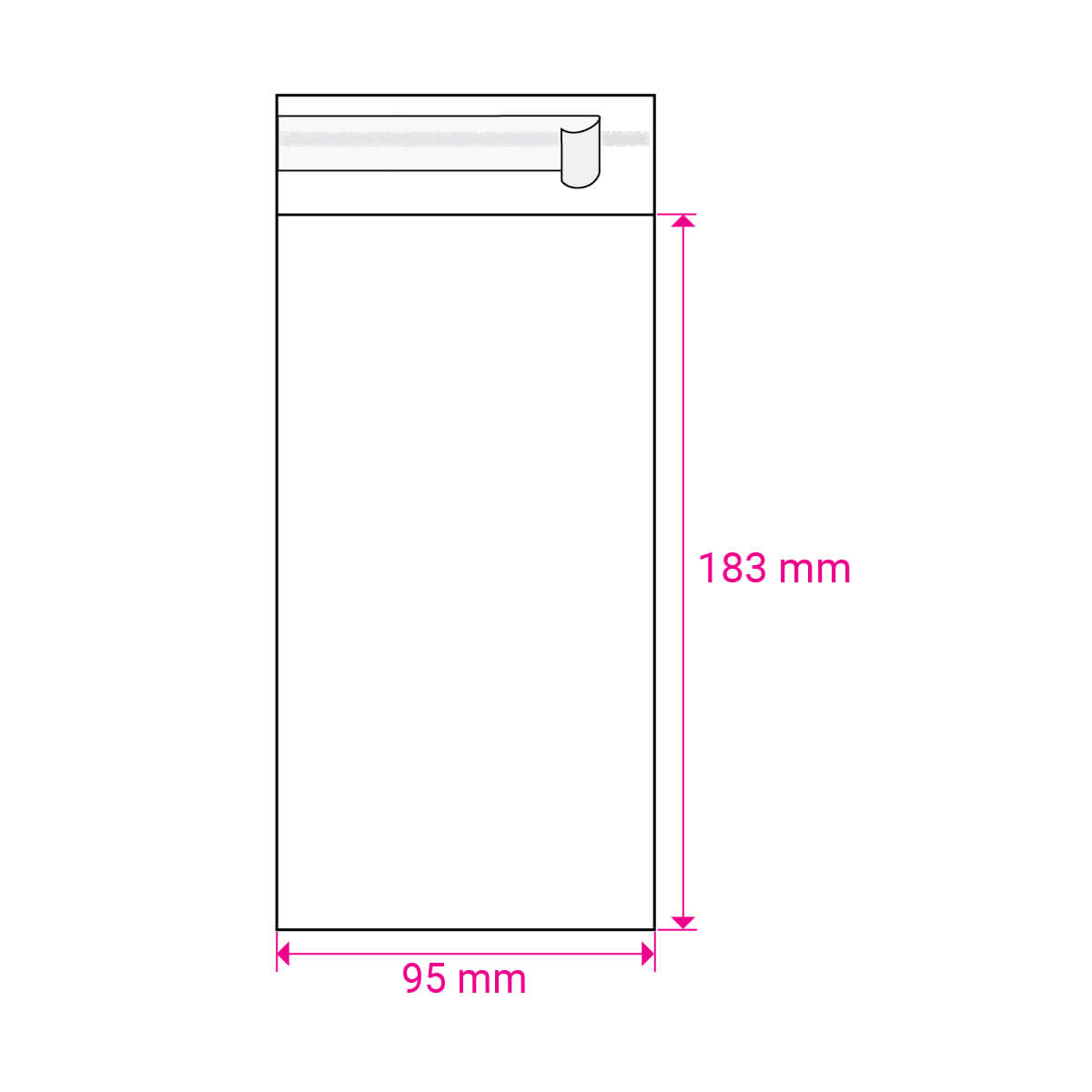 Clear Cello Bags To Fit: 89 x 183mm (SELF ADHESIVE)