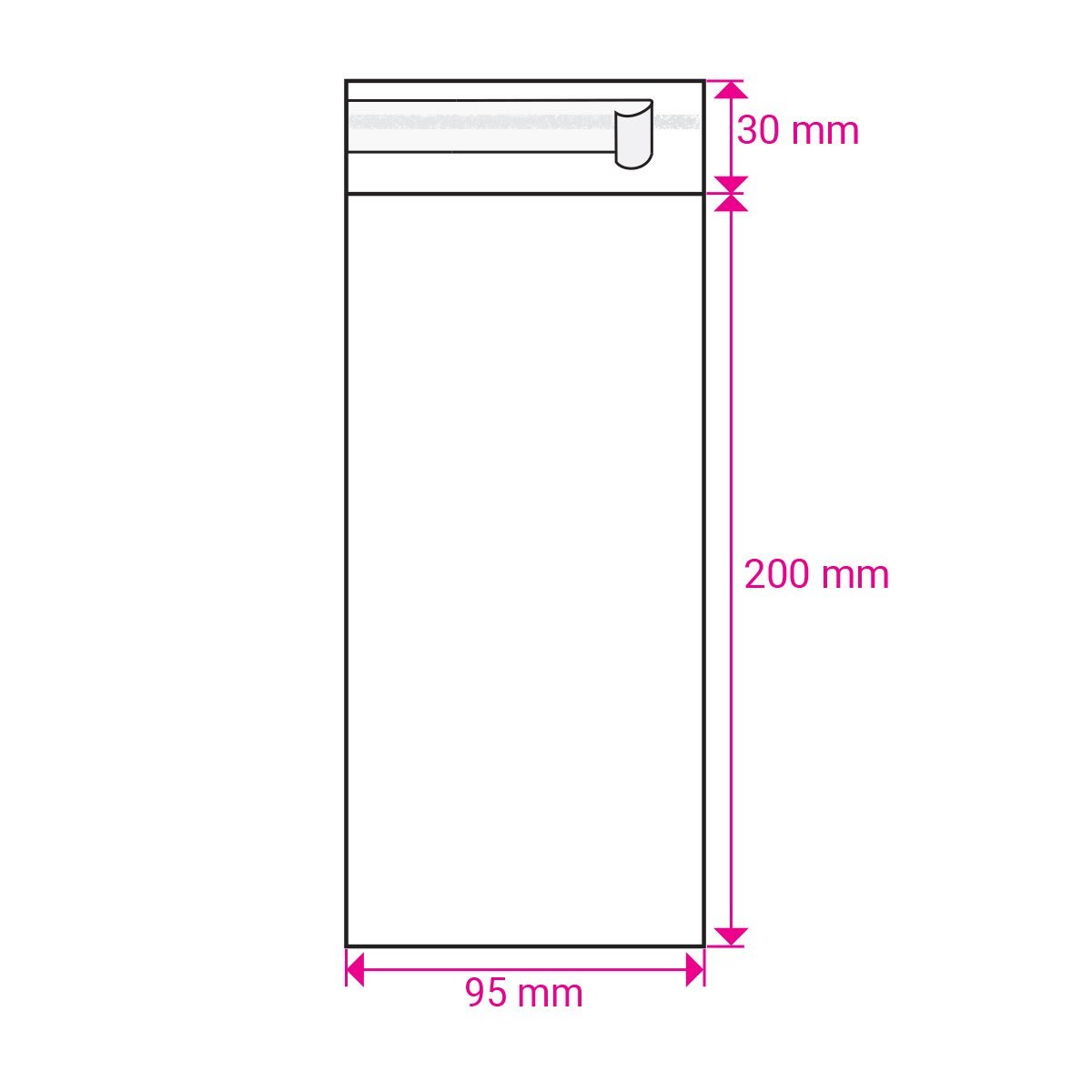 200mm Long X 95mm Wide Cello Bag Peel & Seal