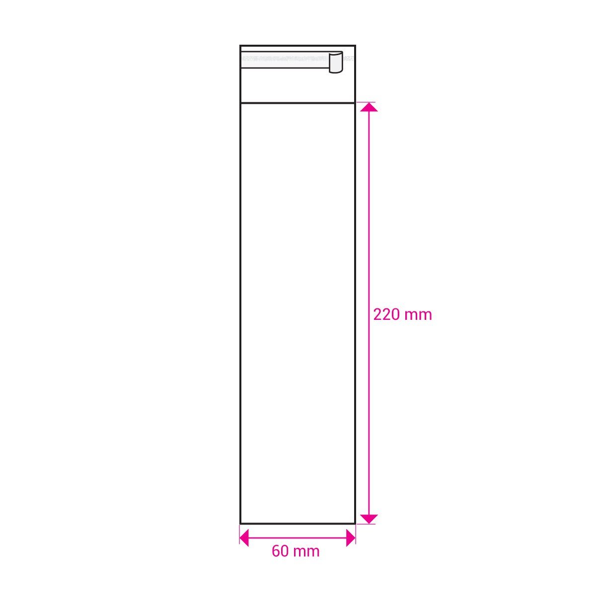 220mm Long X 60mm Wide Cello Bag Peel & Seal