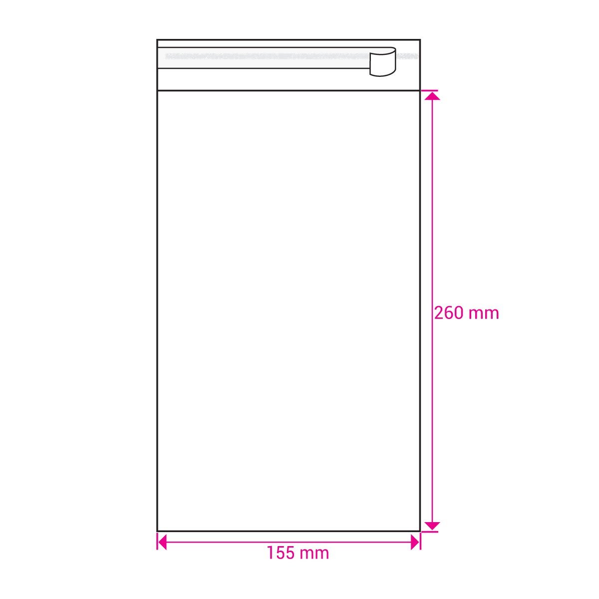 260mm Long X 155mm Wide Cello Bag Peel & Seal