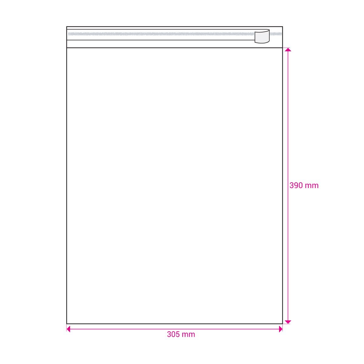 390mm Long X 305mm Wide Cello Bag Peel & Seal