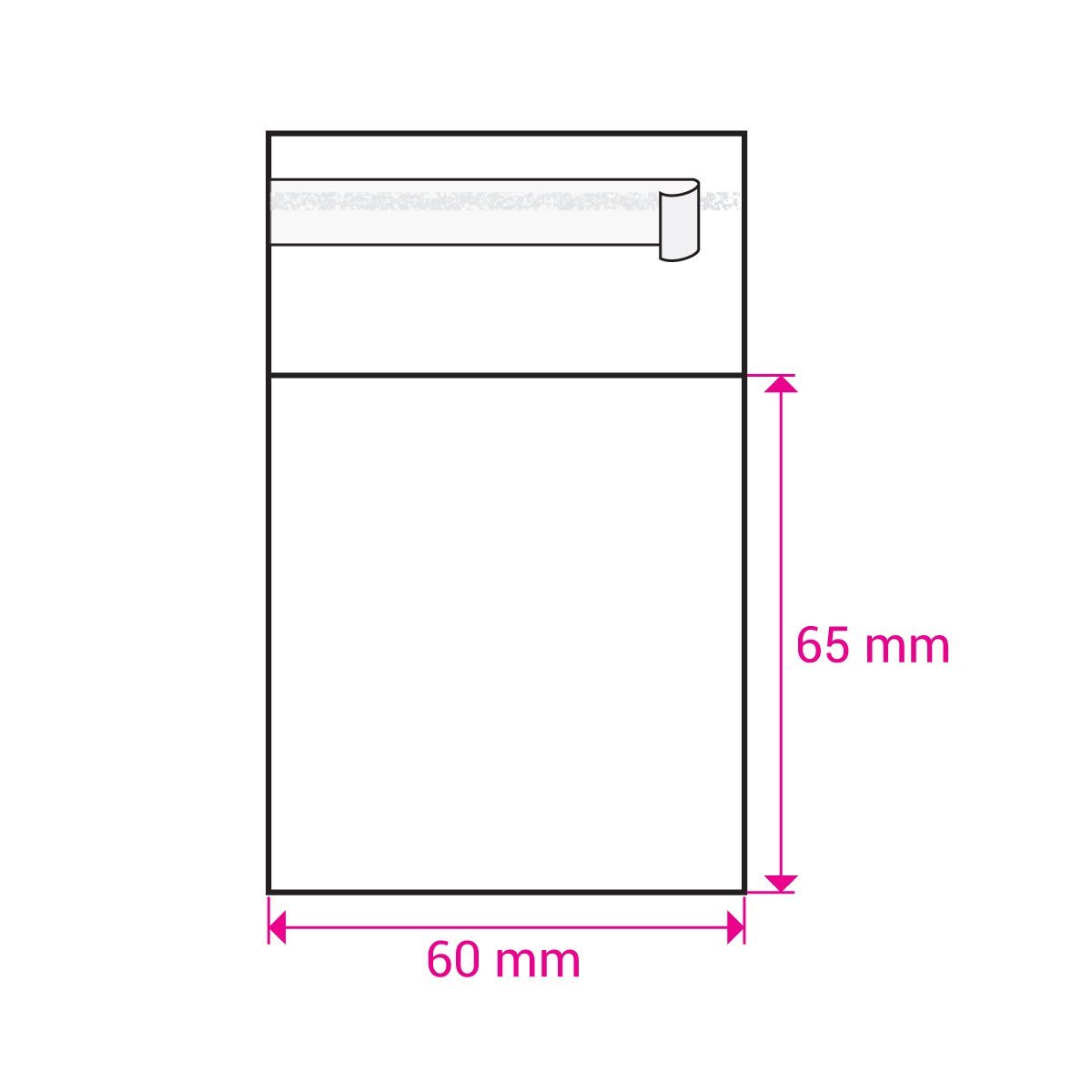 2.56 x 2.36 " Cello Bag Peel & Seal