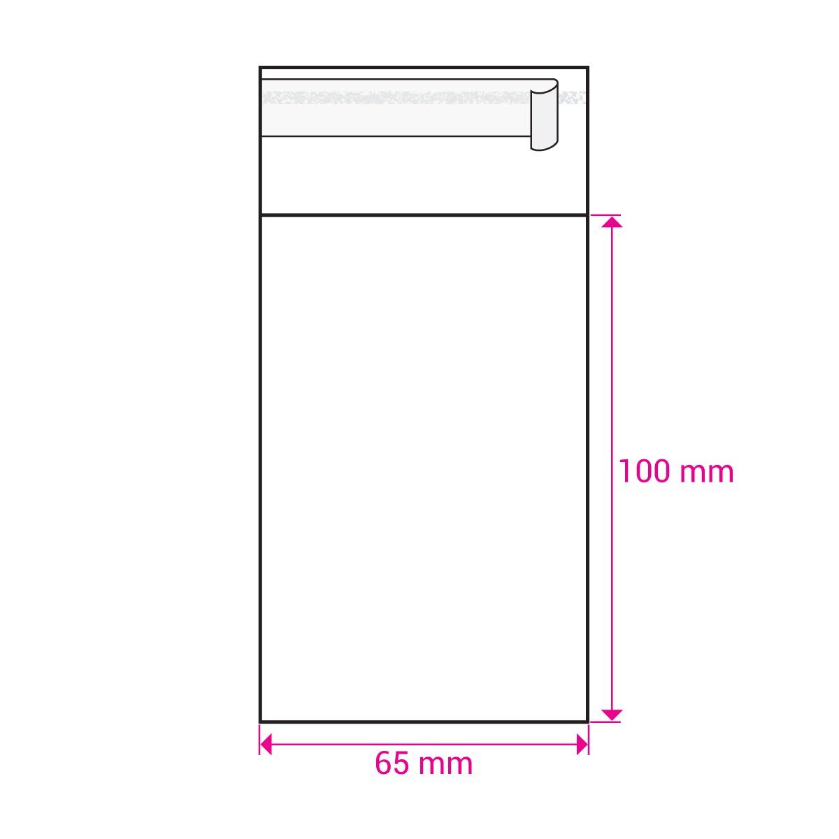 100mm Long X 65mm Wide Cello Bag Peel & Seal