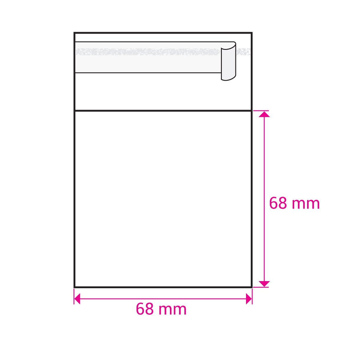 68mm Long X 68mm Wide Cello Bag Peel & Seal