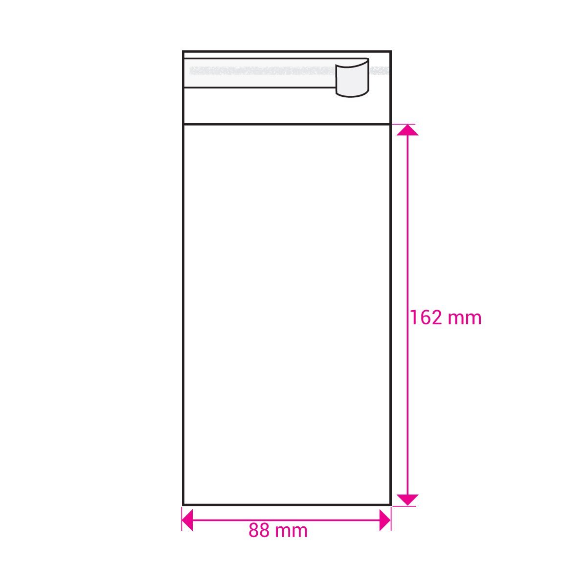 162mm Long X 88mm Wide Cello Bag Peel & Seal