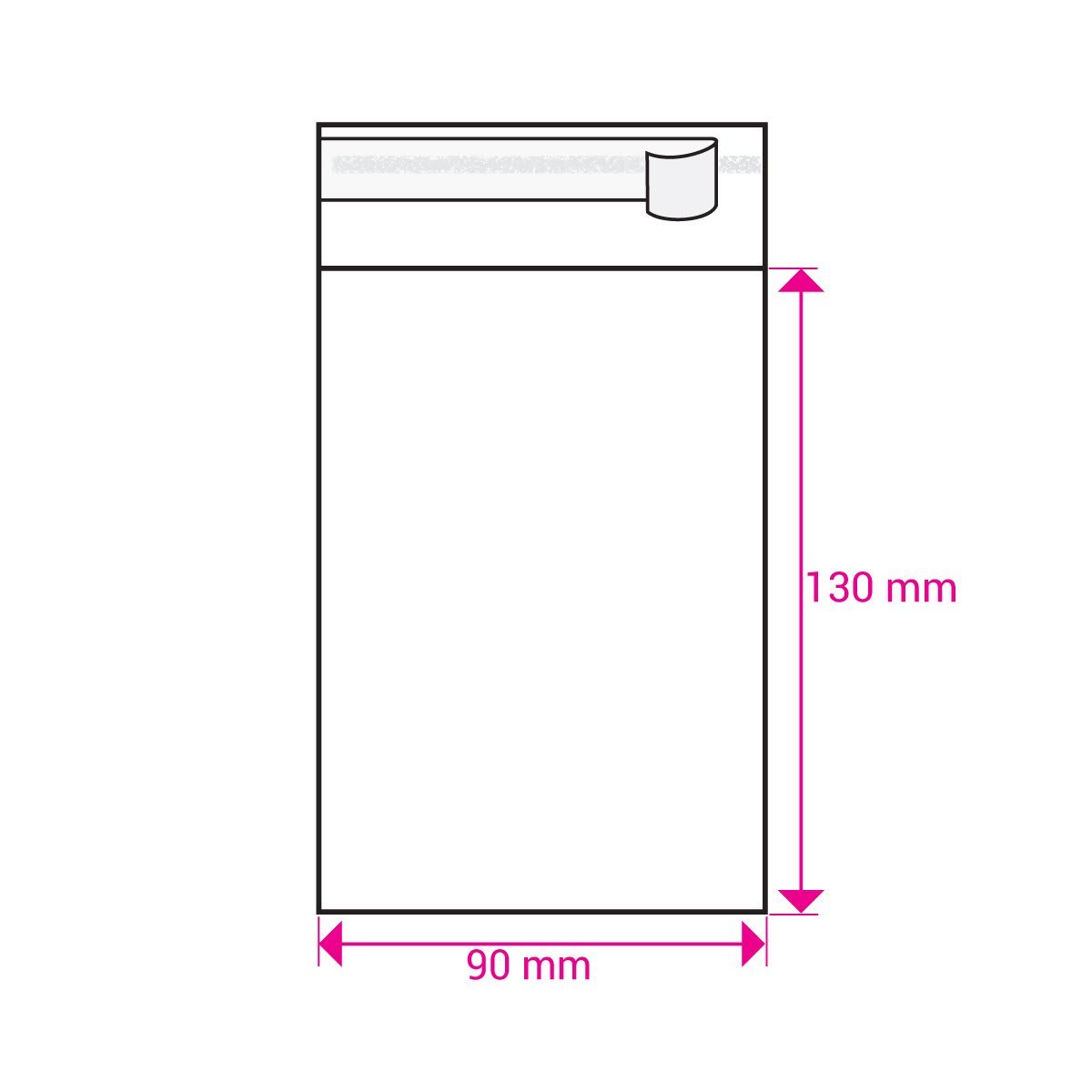 130mm Long X 90mm Wide Cello Bag Peel & Seal