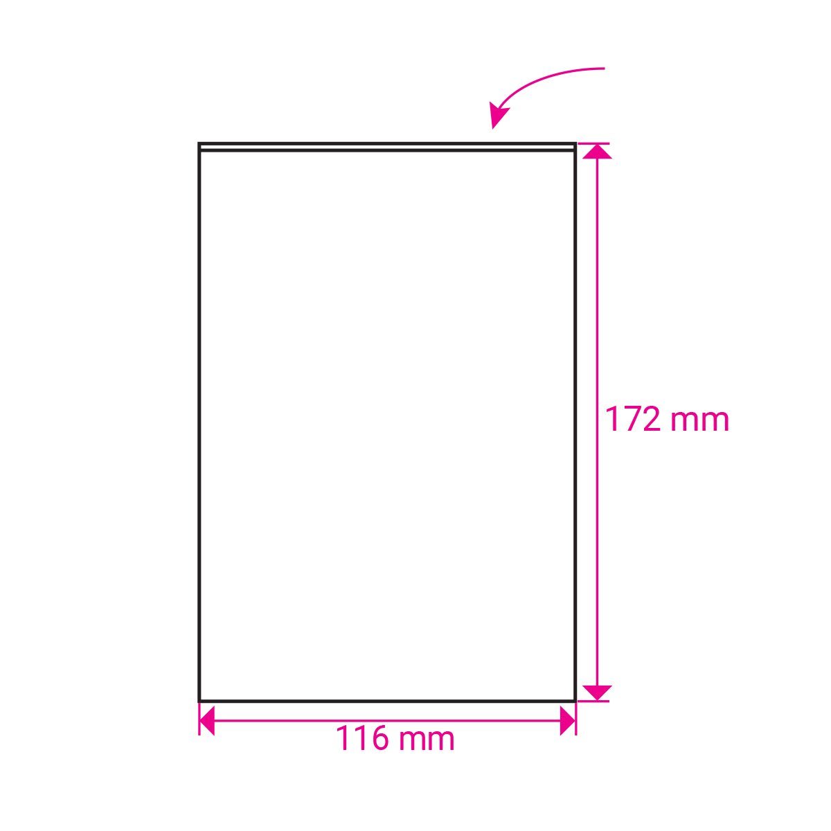 172x116mm Open Top Pocket Bag Opp 40 Microns