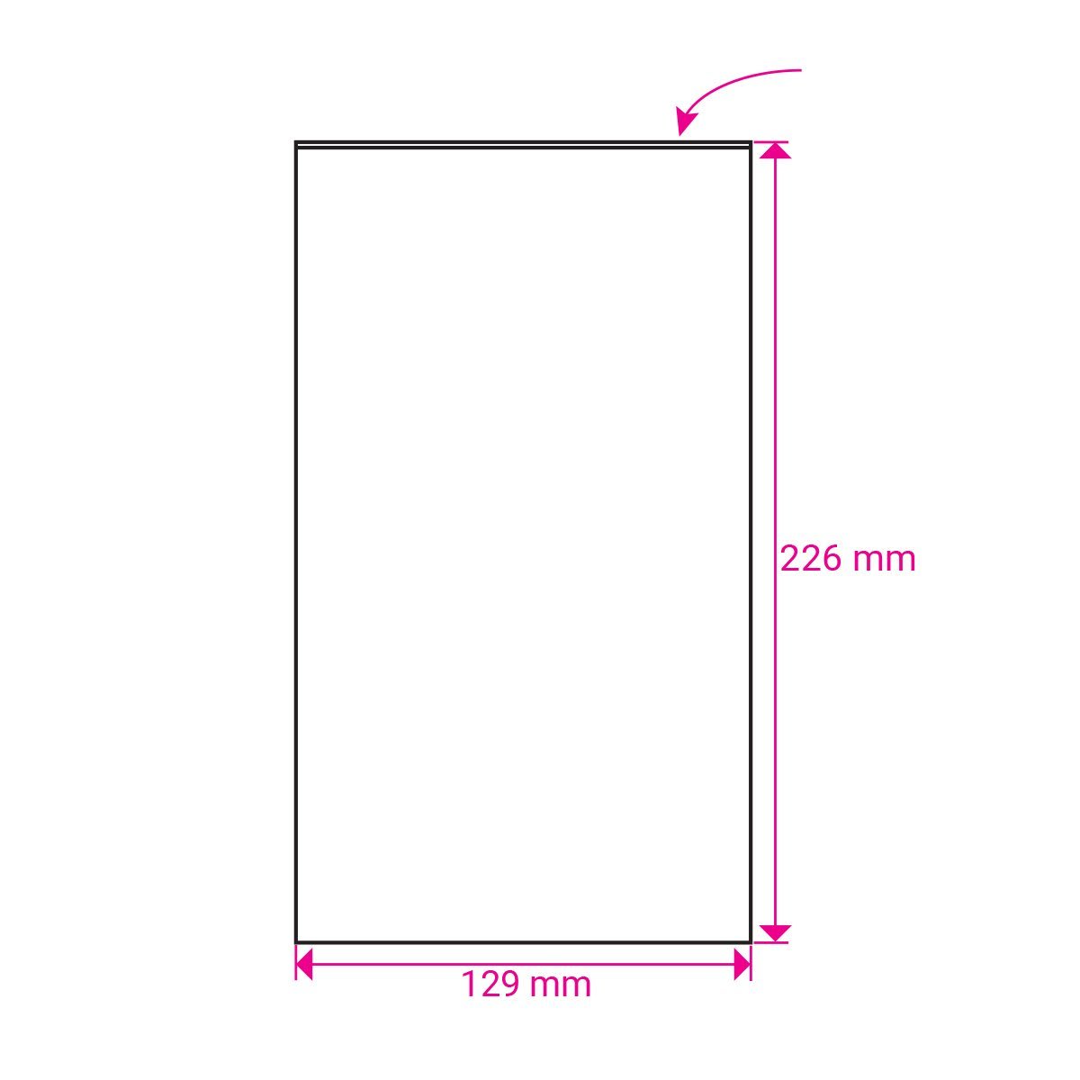 226x129mm Open Top Pocket Bag Opp 40 Microns