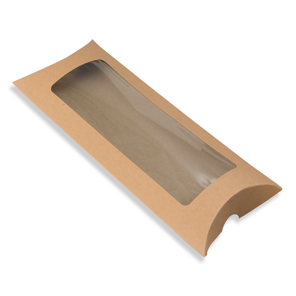 220x110+35 Manilla Kraft Pillow Boxes With Window 70x180mm
