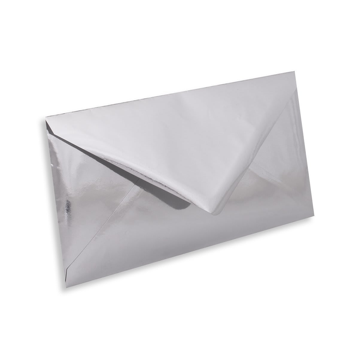 110x220mm DL Argent Portefeuille Finition Miroir Enveloppes Gommées 120g/m²