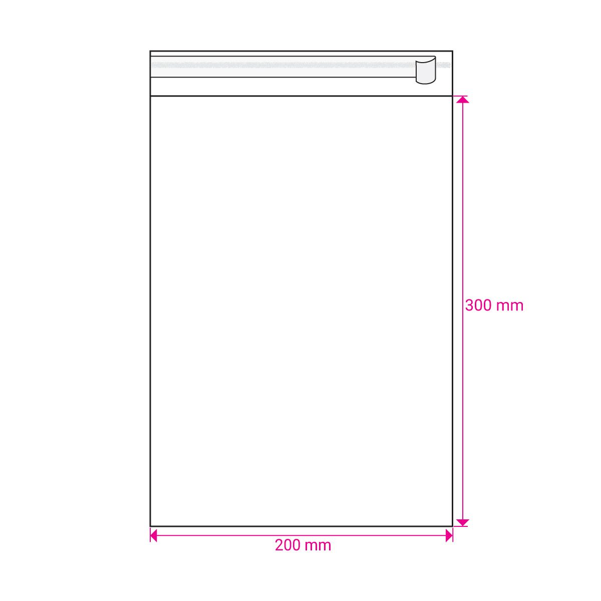 300mm Long X 200mm Wide Cello Bag Peel & Seal