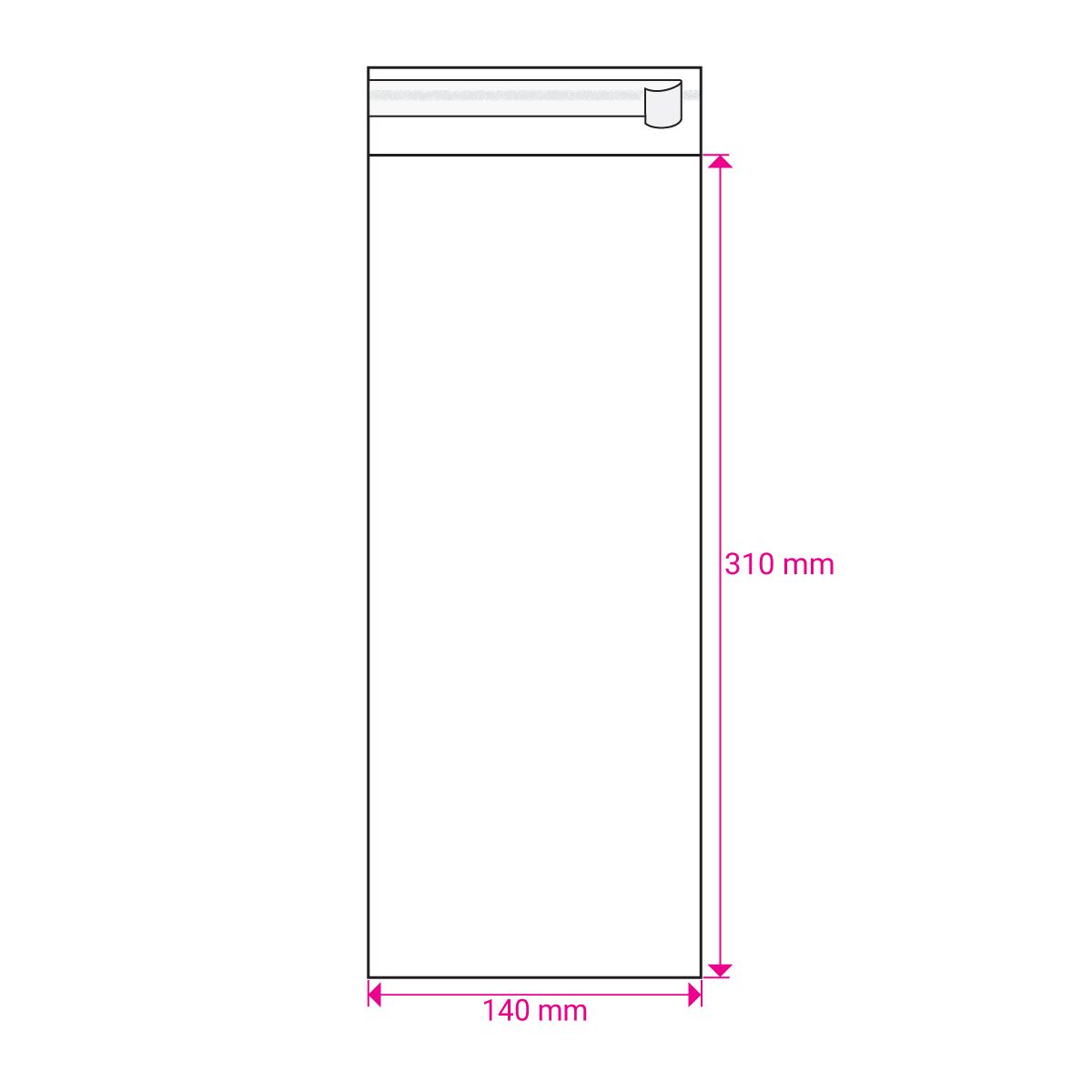 12.2 x 5.51 " Cello Bag Peel & Seal