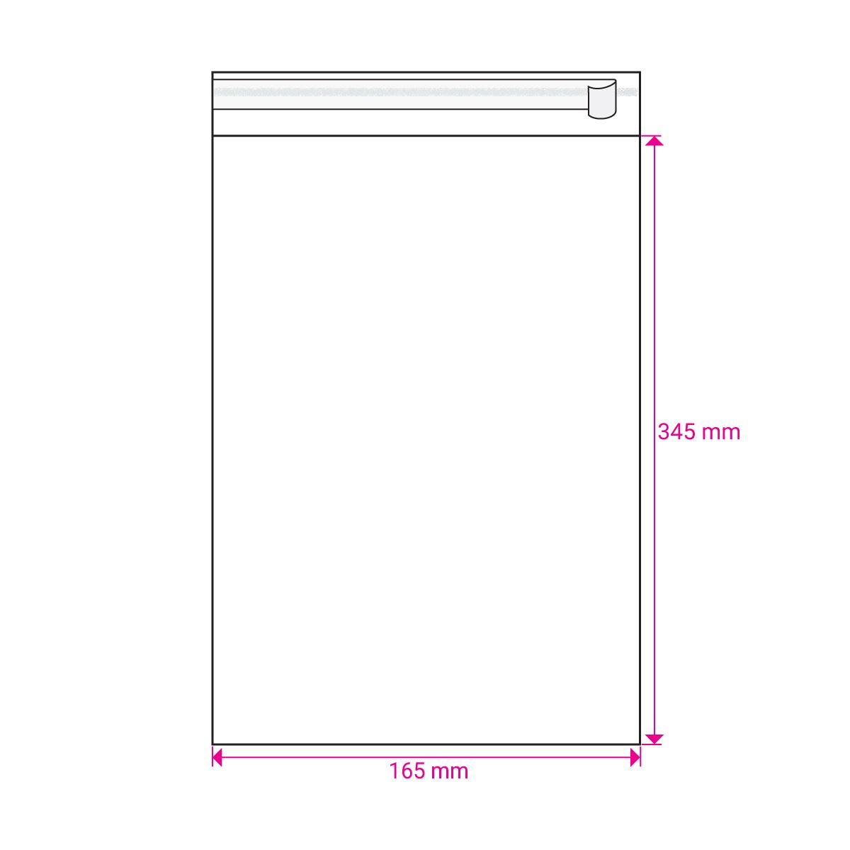 345mm Long X 165mm Wide Cello Bag Peel & Seal