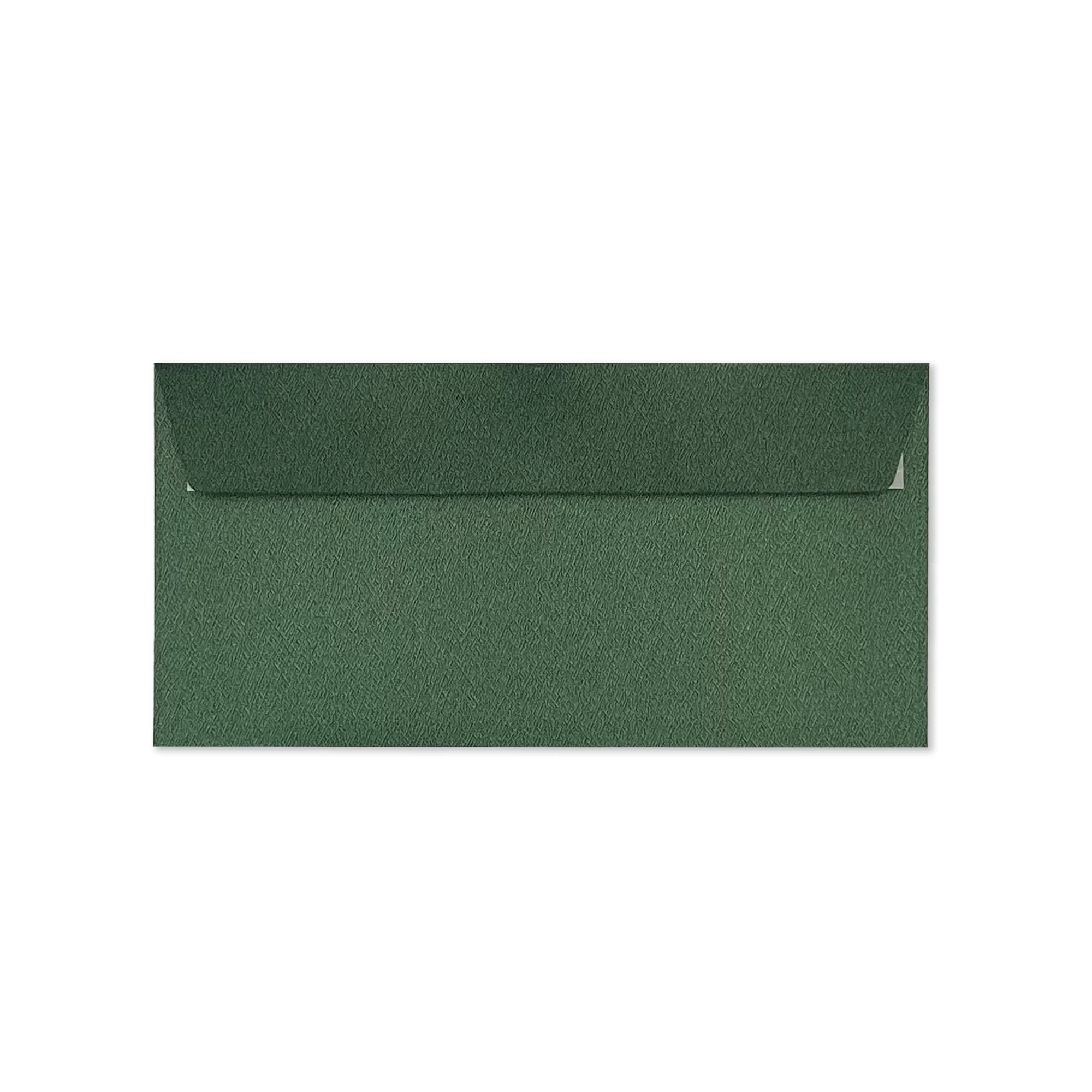 110x220 Forest Green Textured Silk 120gsm Peel & Seal Envelopes