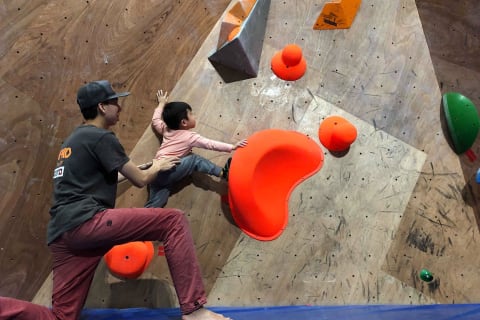 Olympic-size indoor rock climbing facility, adventurous and precious experience for families to share