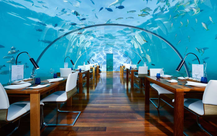Amidst beauty of sea life 5 meters below ocean surface, panoramic coral garden views, first class dining and wines, your own private space
