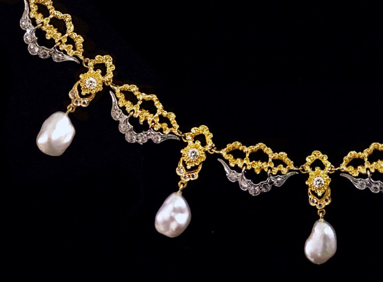 《Renaissance Style Jewelry Collection》雕金珍珠項鍊 | 賀澤珠寶 《Renaissance Style Jewelry Collection》雕金珍珠項鍊 | 賀澤珠寶