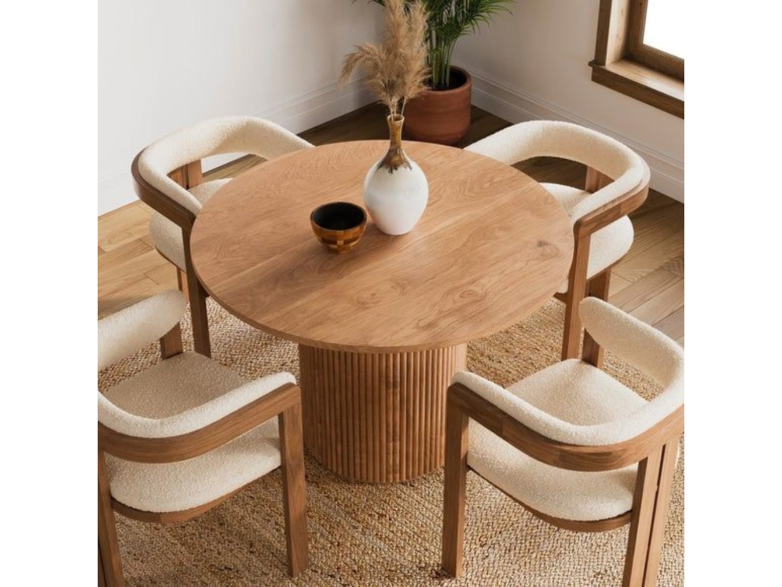 Luxury Solid Wood Round Dining Table Online India — view 1