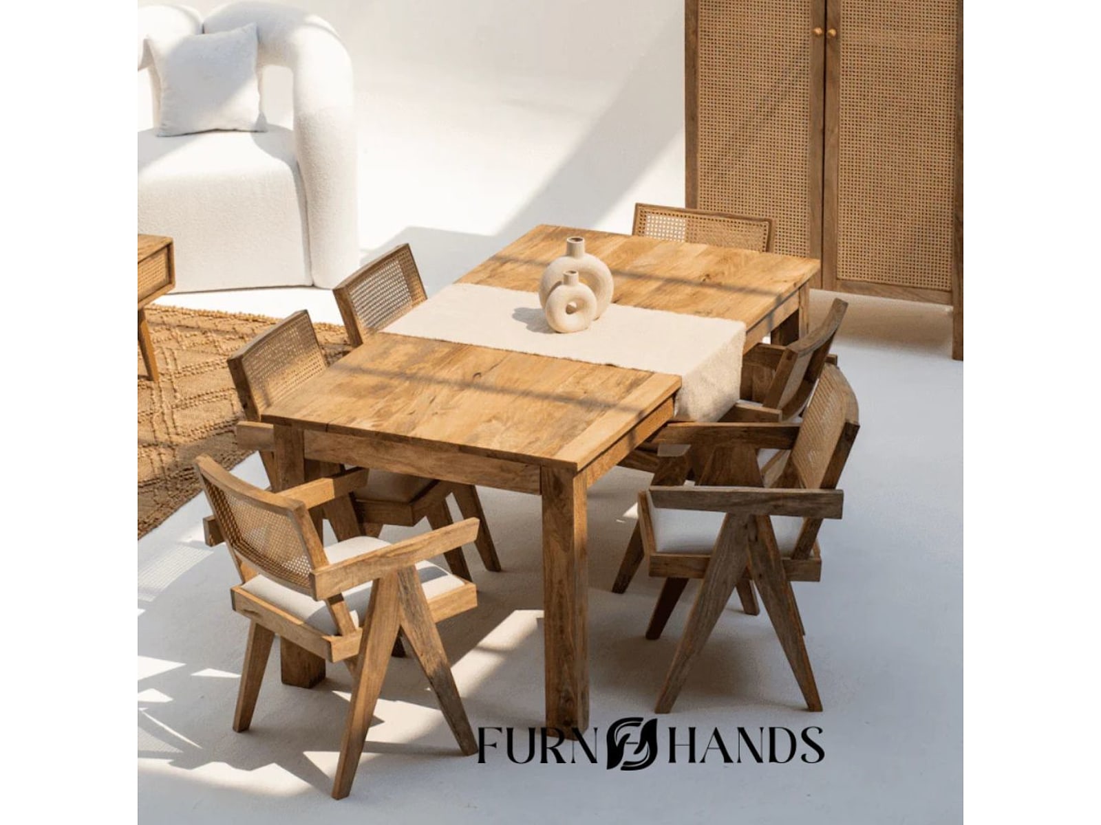 Handcrafted Wooden Dining Table – Luxury Home Furniture Online by Furnhands India — view 1