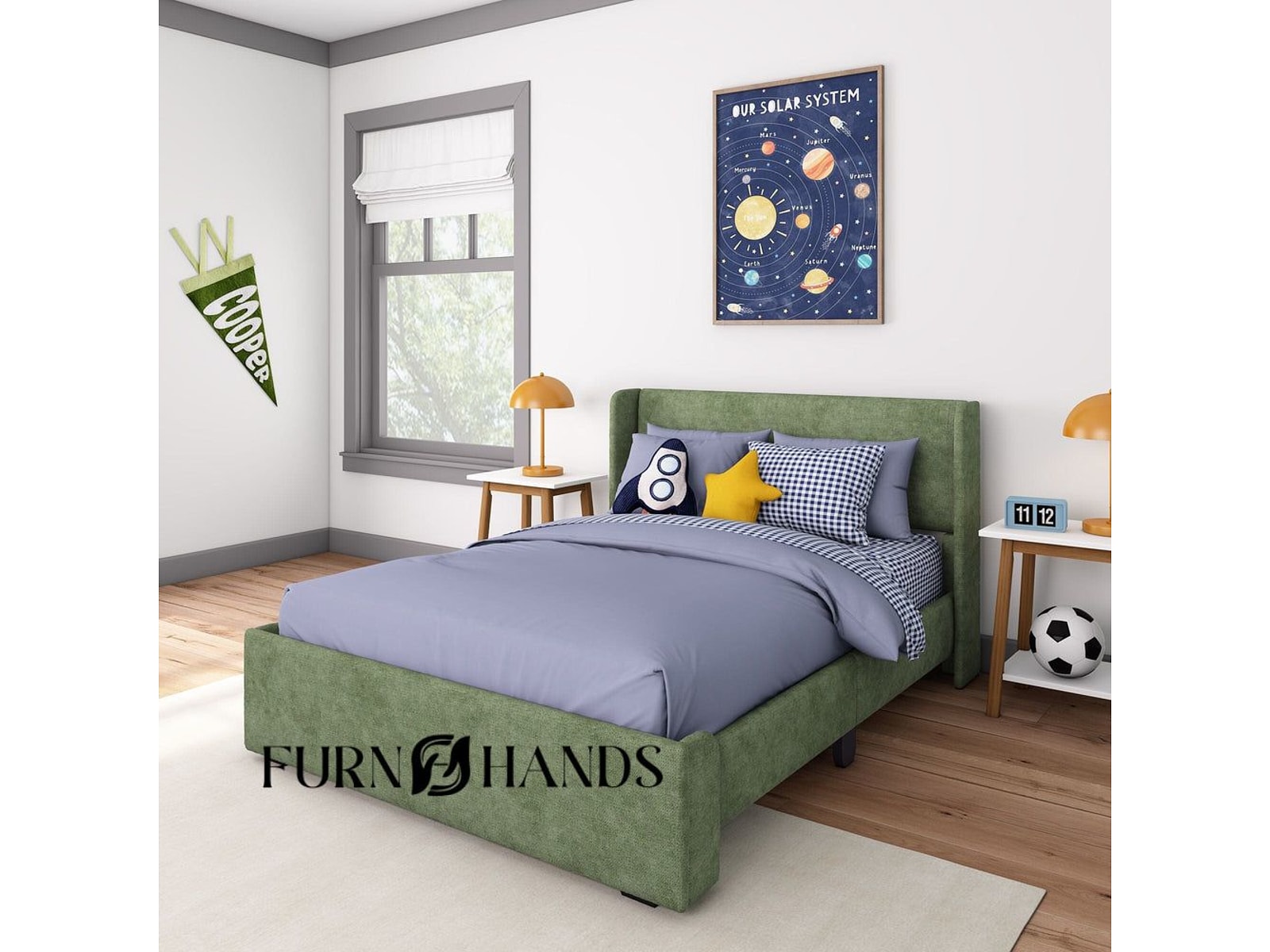 Luxury Upholstered Full Bed for Kids – Crafted by Furnhands India — view 1