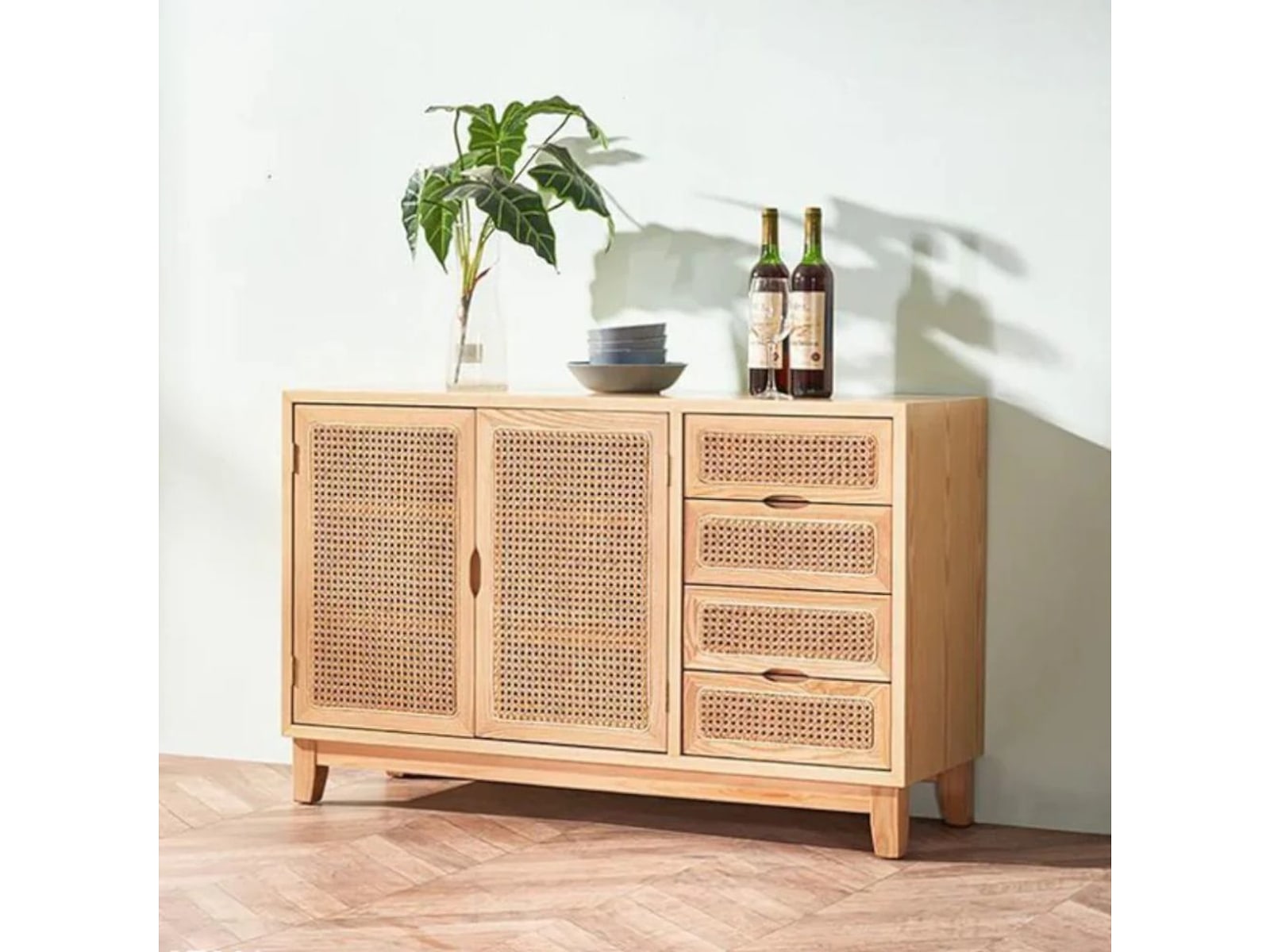 Accent Solid Wood & Rattan Sideboard Your Home Decor — view 1