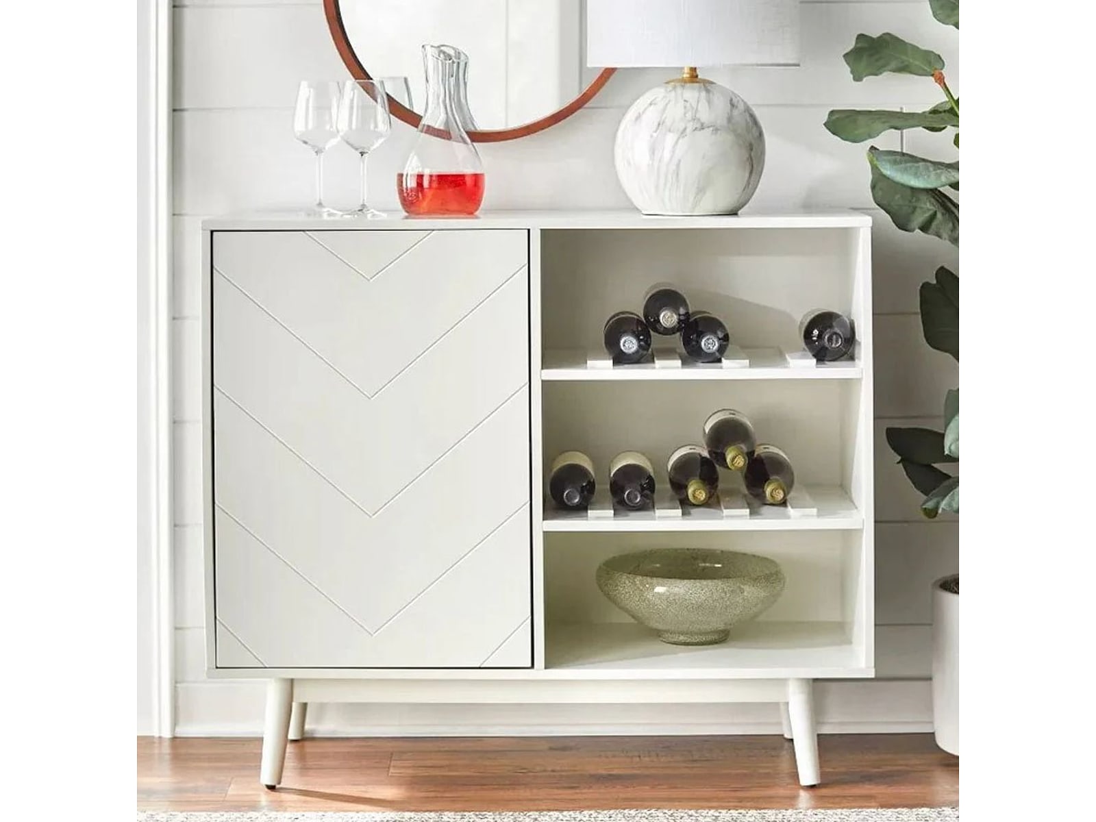 Chandigarh solid wood bar cabinet milky white – Furnhands