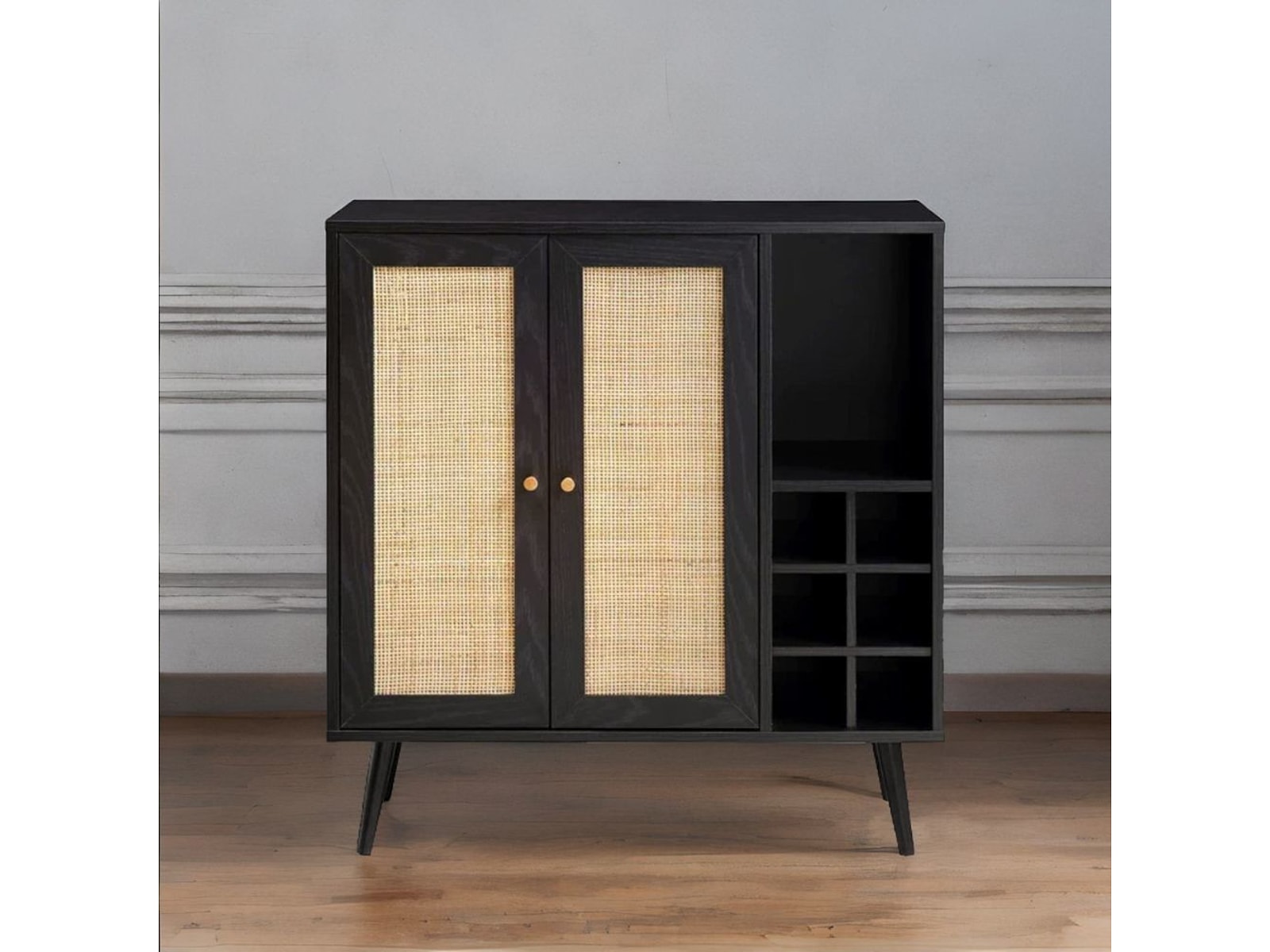 Classic black solid wood bar cabinet for home – Furnhands