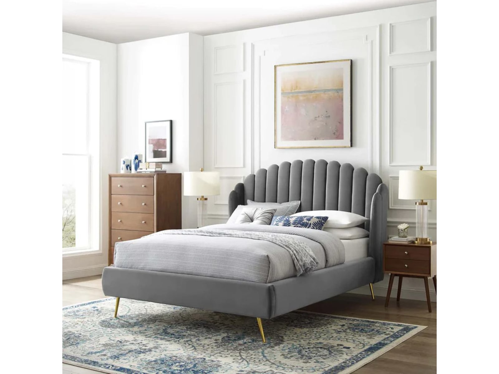 Gurugram Upholstered Wingback Bed | Classic Wingback Bed by Furnhands — view 1