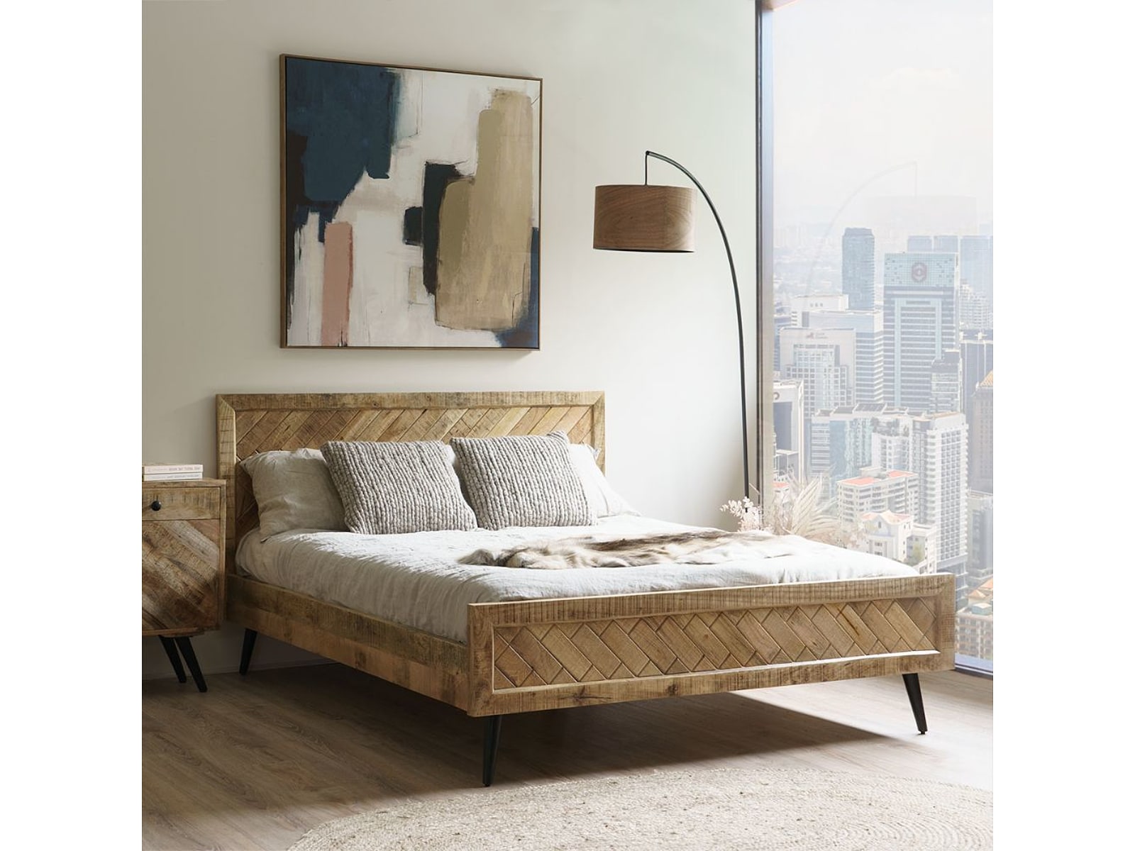 solid wood king size bed for modern bedroom India