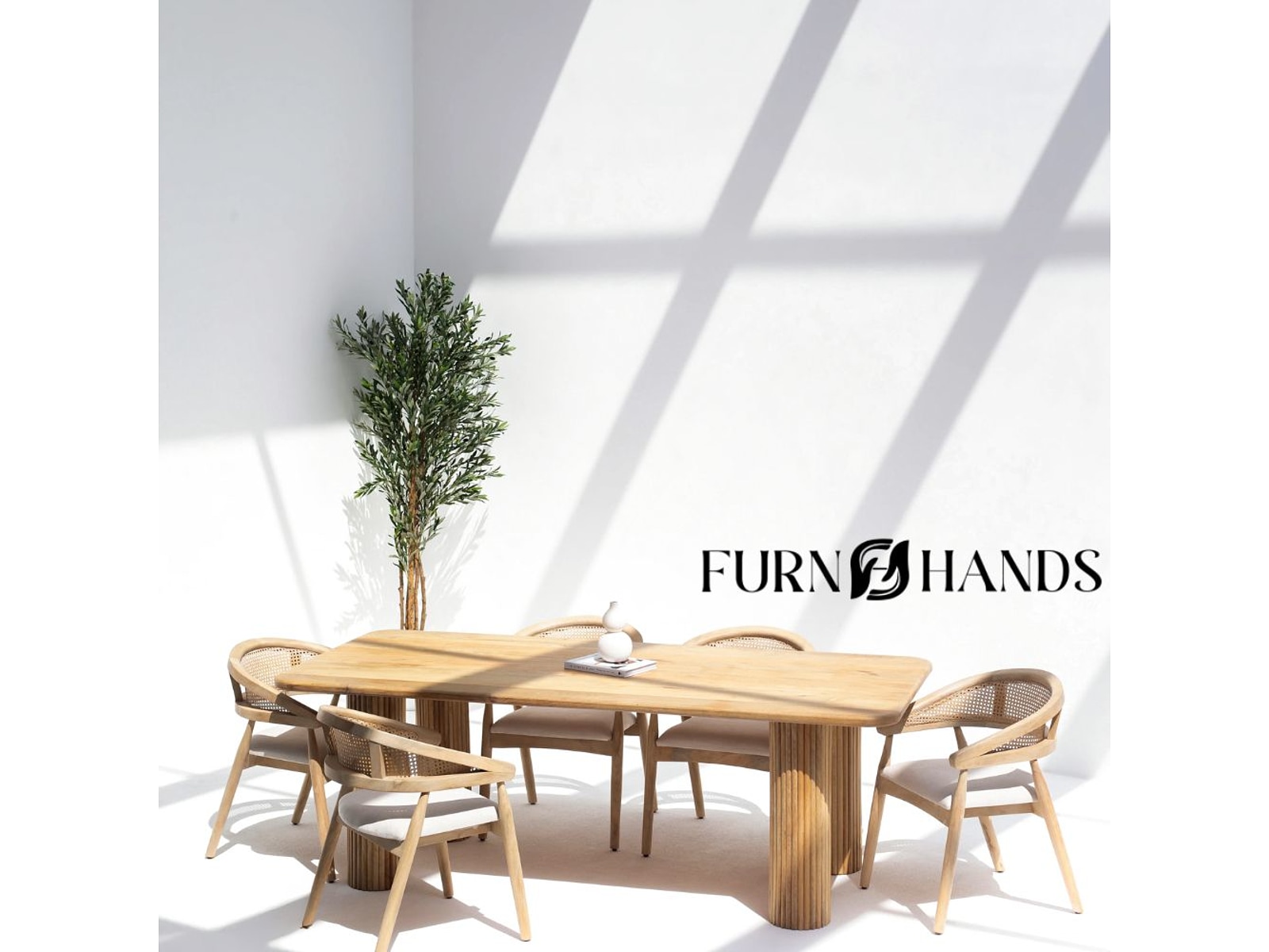 Luxury Solid Wood Dining Table Online – Natural Finish & Elegant Design for Homes — view 1