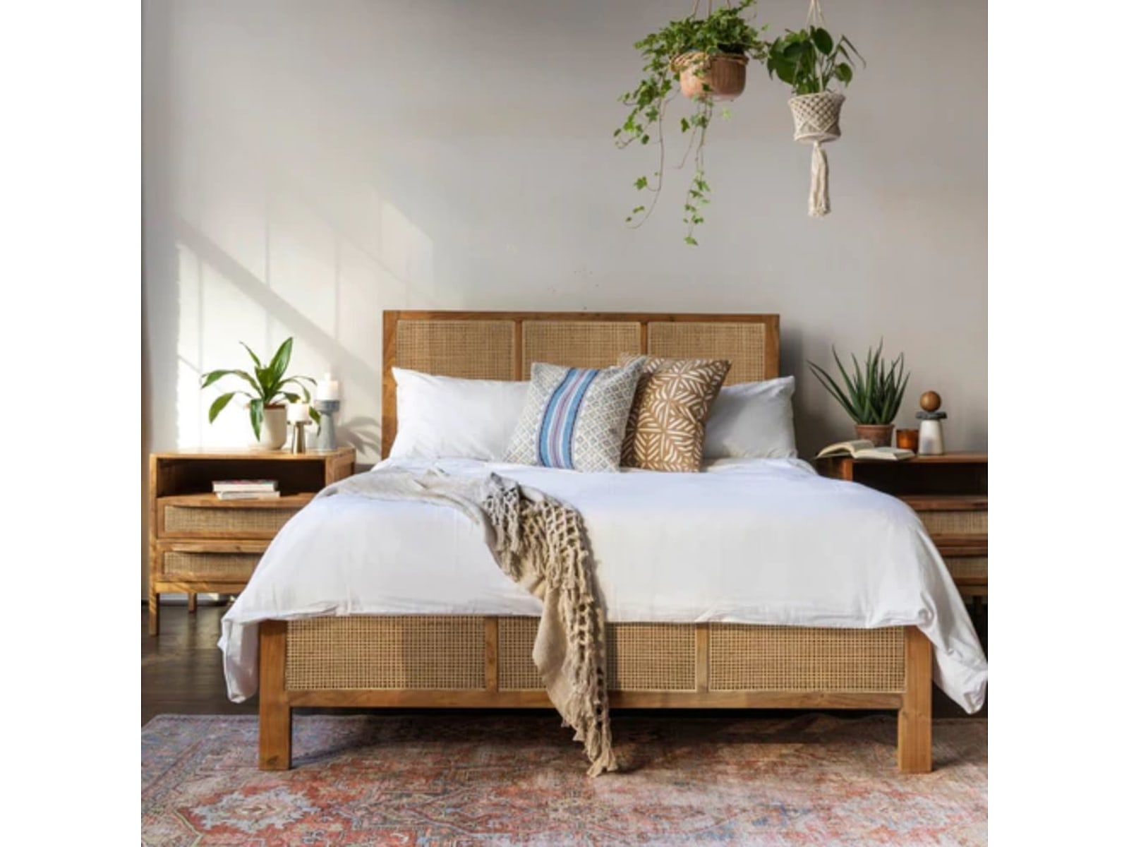 Chhatarpur Rattan bed | Solid Wood Luxury for Farmhouse Living Rooms | Iconic Handwoven Cane Bed — view 1