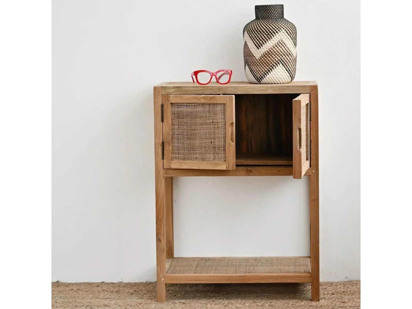 Bangalore 2 Door Console Table with Cane | Solid Mango Wood Sideboard for Modern Homes — view 1