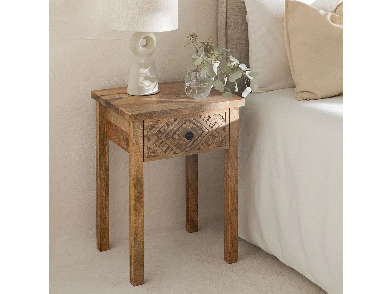 Bangalore Bedside Table Solid Wood 1 Drawer Gemini Edition
