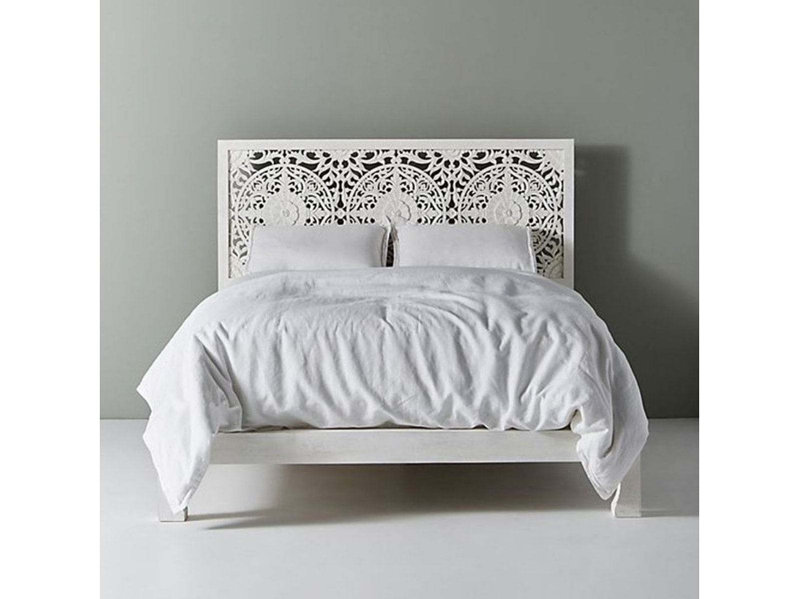 Hand-Carved Darbar Low Line Wooden Bed Frame in Solid Wood for Luxury Indian Homes