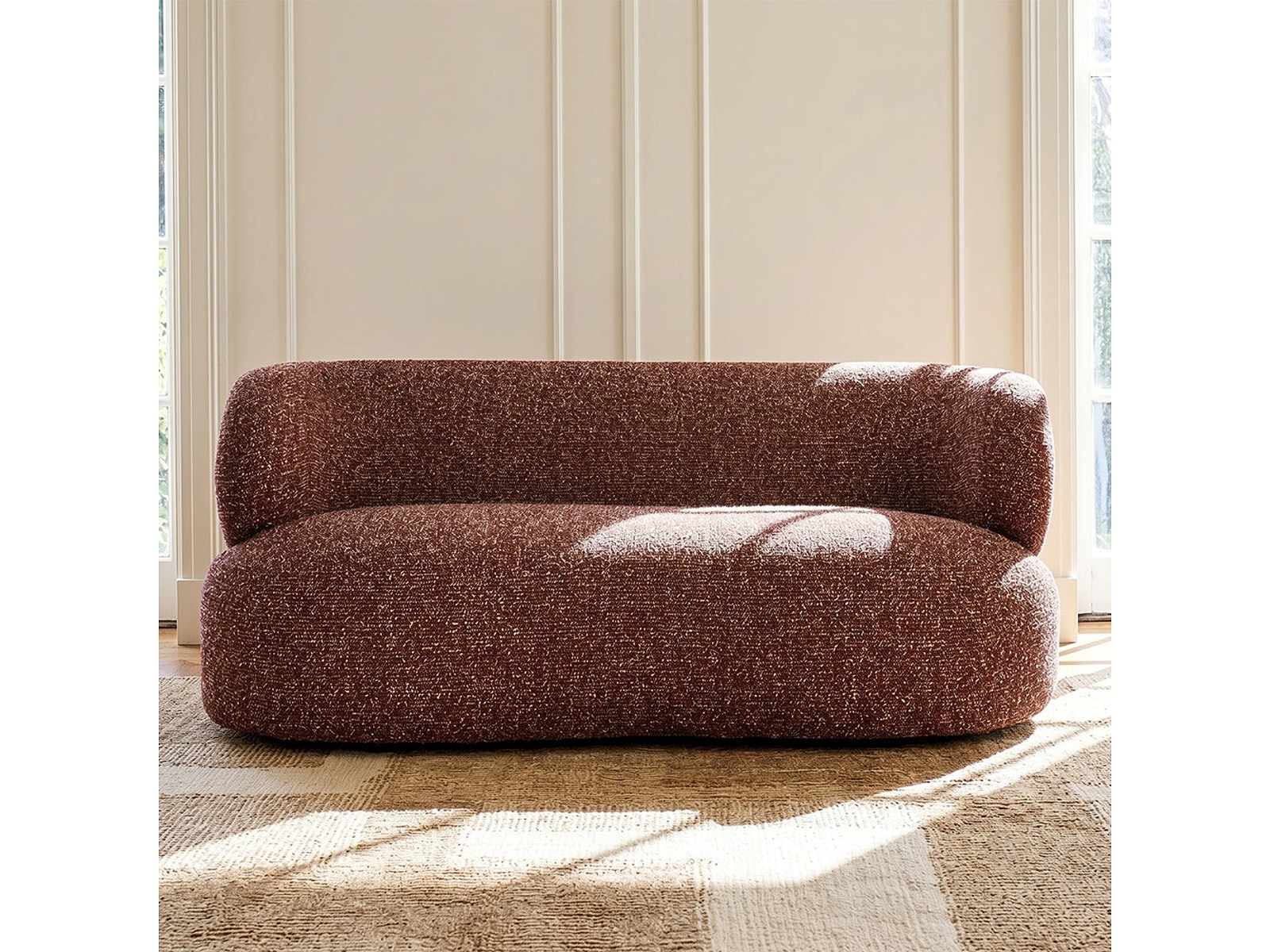 Aurelia Vibrant Red Boucle 2 Seater Sofa — view 1
