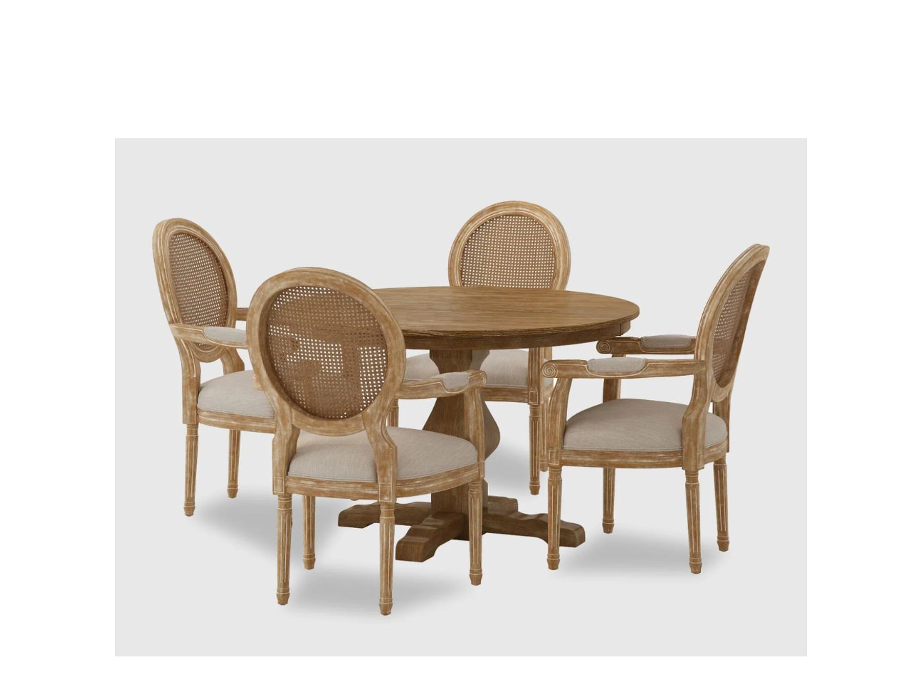 4 Seater Round Dining Table Set – Luxury Solid Wood Dining Furniture for Modern Homes — alternate view