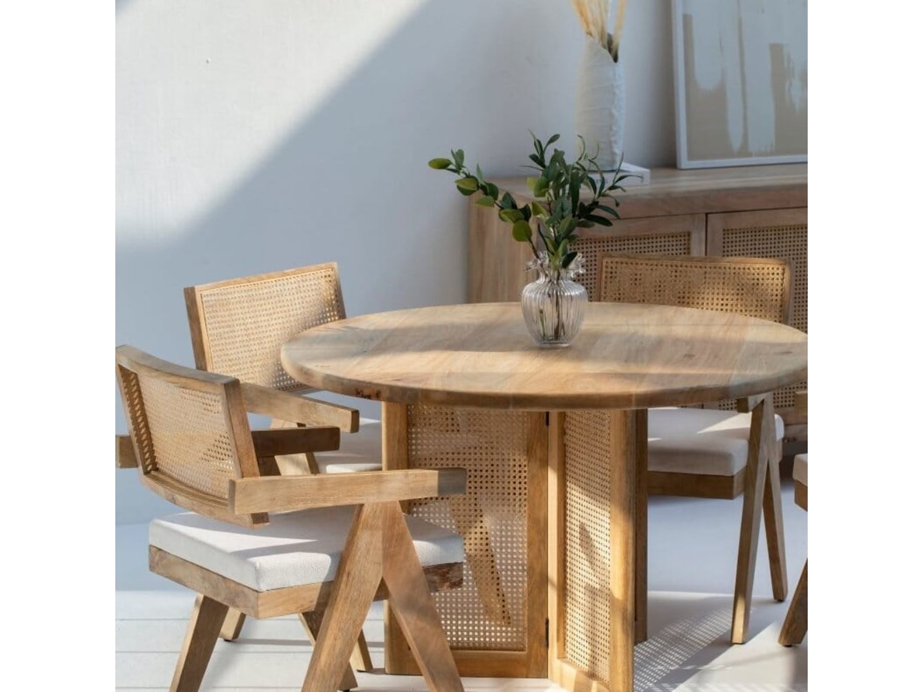 4 Seater Dining Table Set | Solid Wood Round Dining Table — alternate view