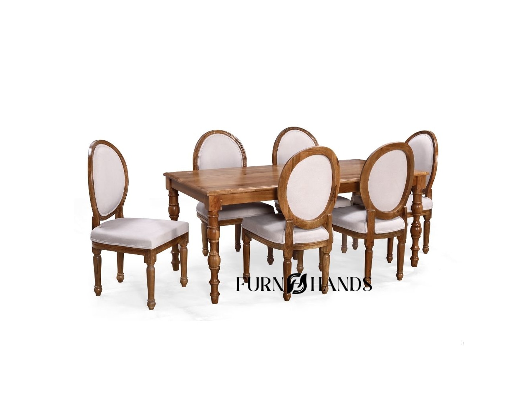 6 Seater Solid Wood Acacia Dining Table Set — alternate view