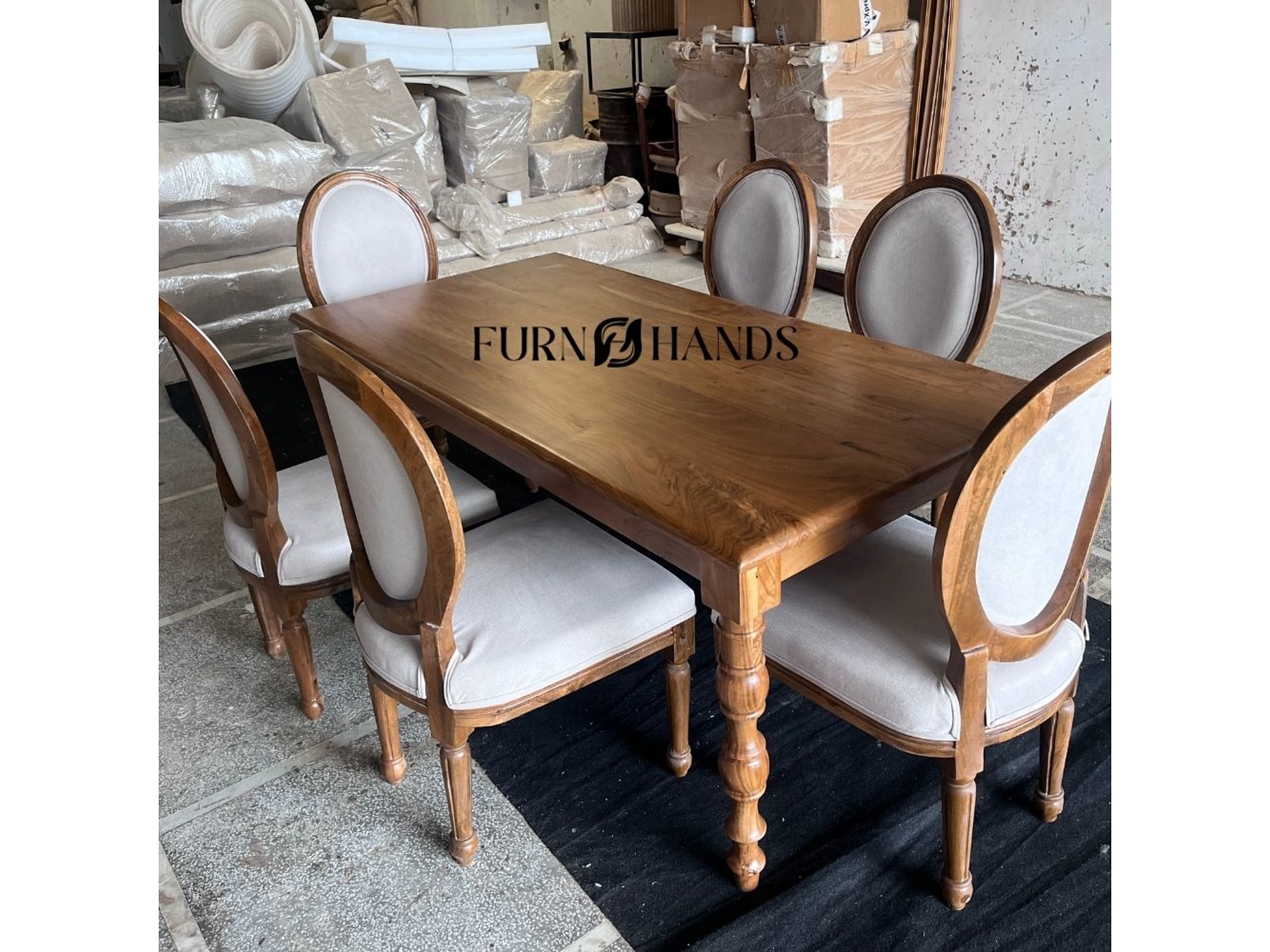 6 seater solid wood dining table set