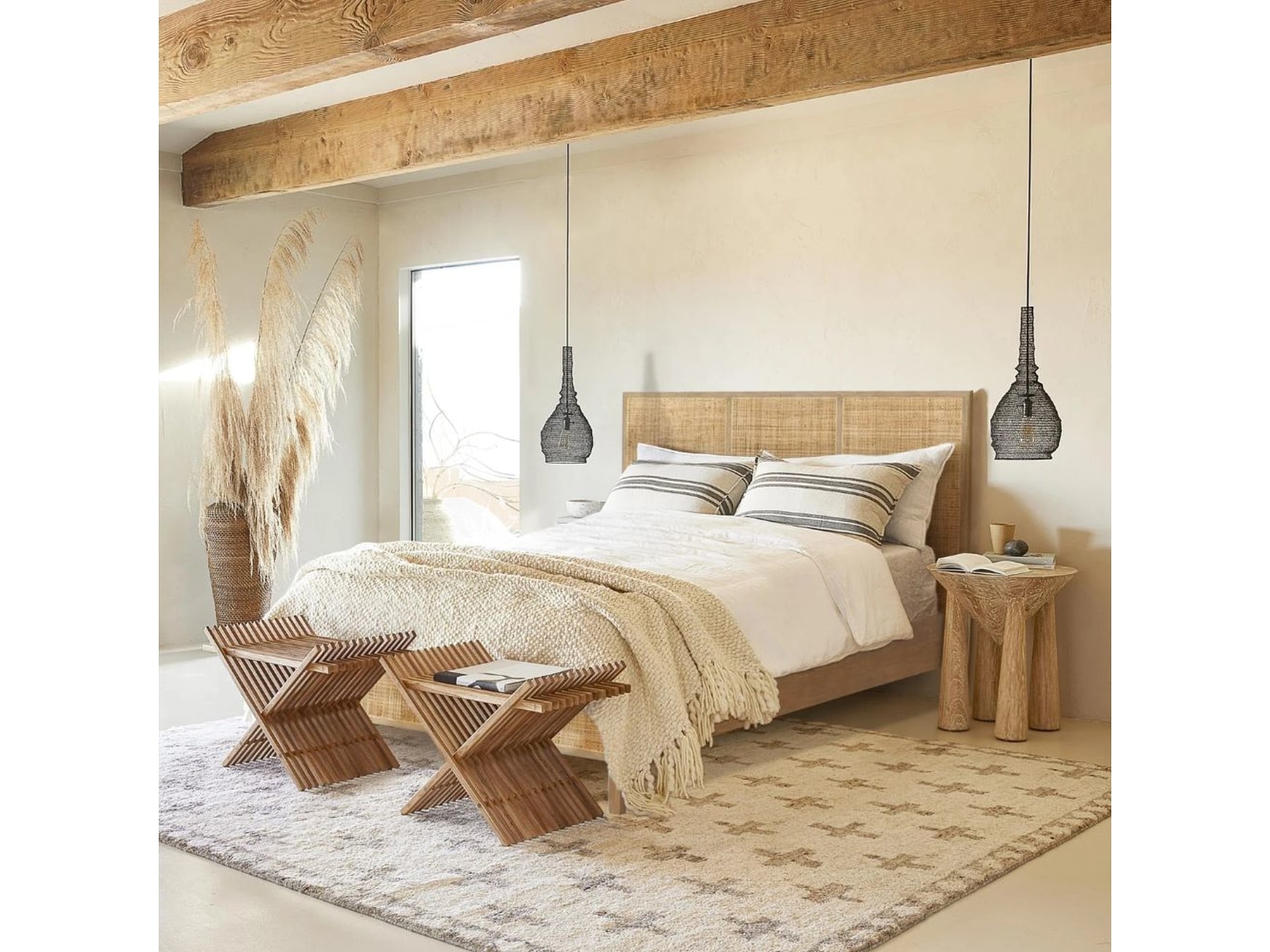 Ahmedabad Cane Bed | Solid Wood Rattan Bed for Bedroom | Luxury Design — alternate view