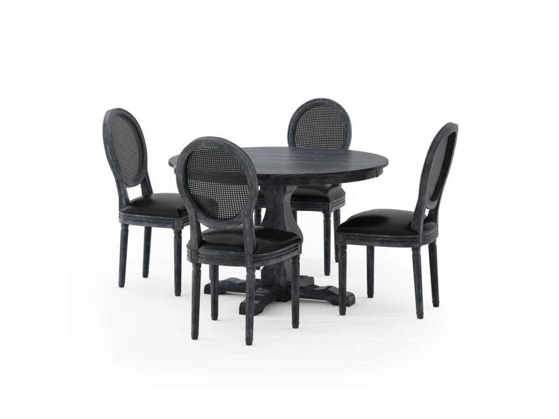Bengaluru Round Solid Wood Dining Table Set with 4 Chairs | Modern Wooden Dining Set — alternate view