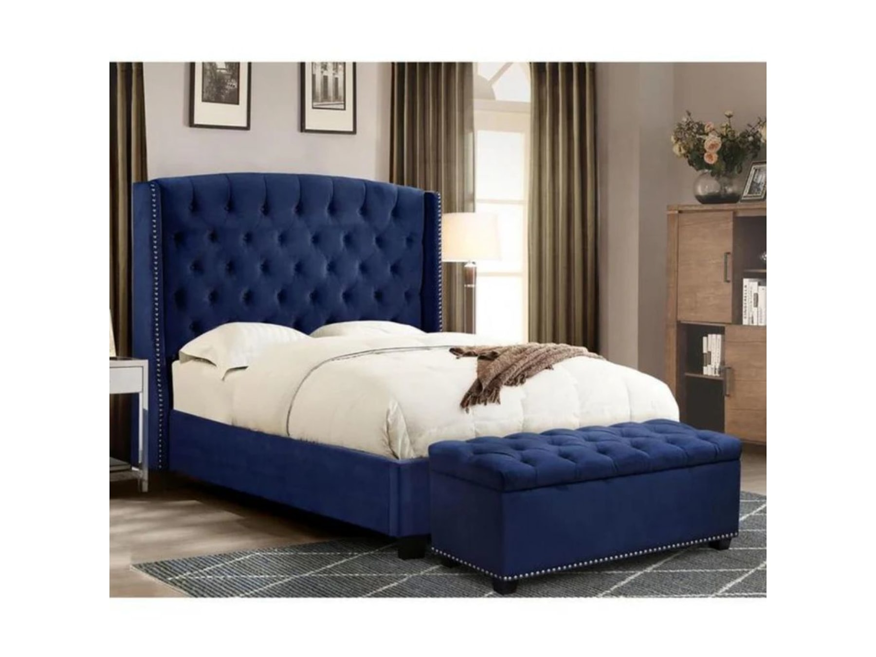 Amritsar Velvet Upholstered Bed | Royal Luxury Designs — view 1