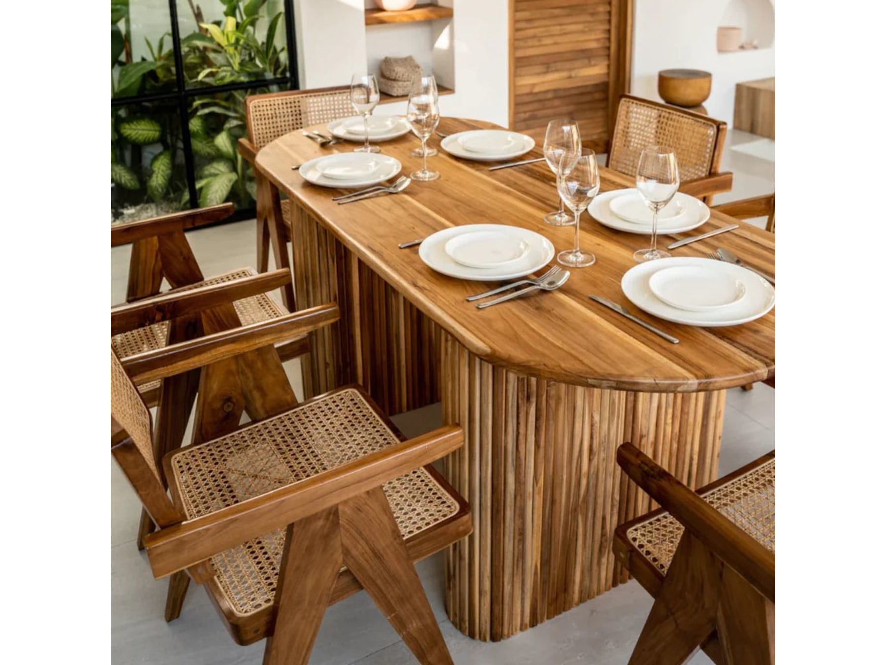 6 Seater Sheesham Wood Dining Table Set at Best Price | Solid Wood — alternate view