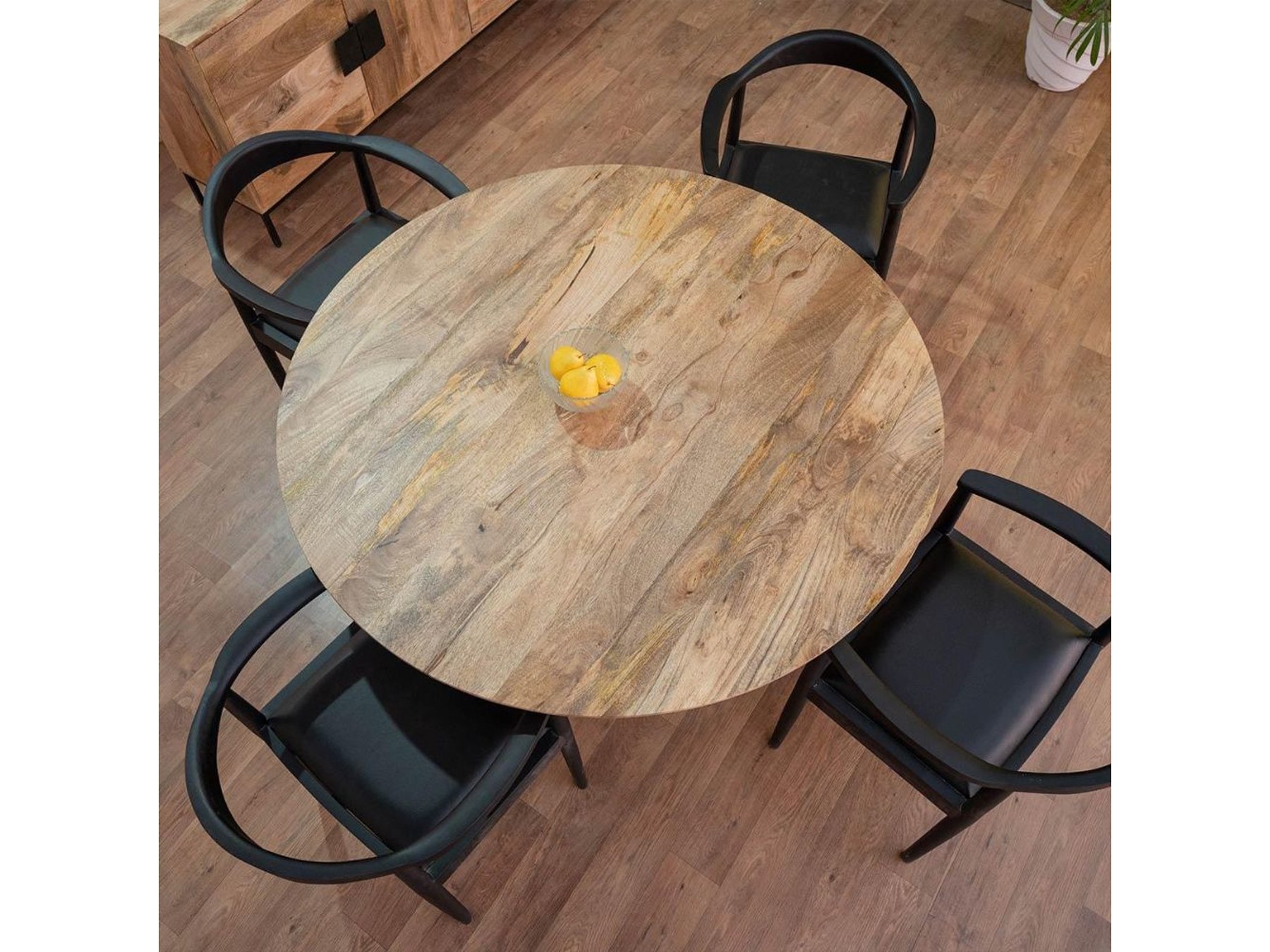 4 Seater Round Dining Table Set | Solid Wood Dining Table — alternate view