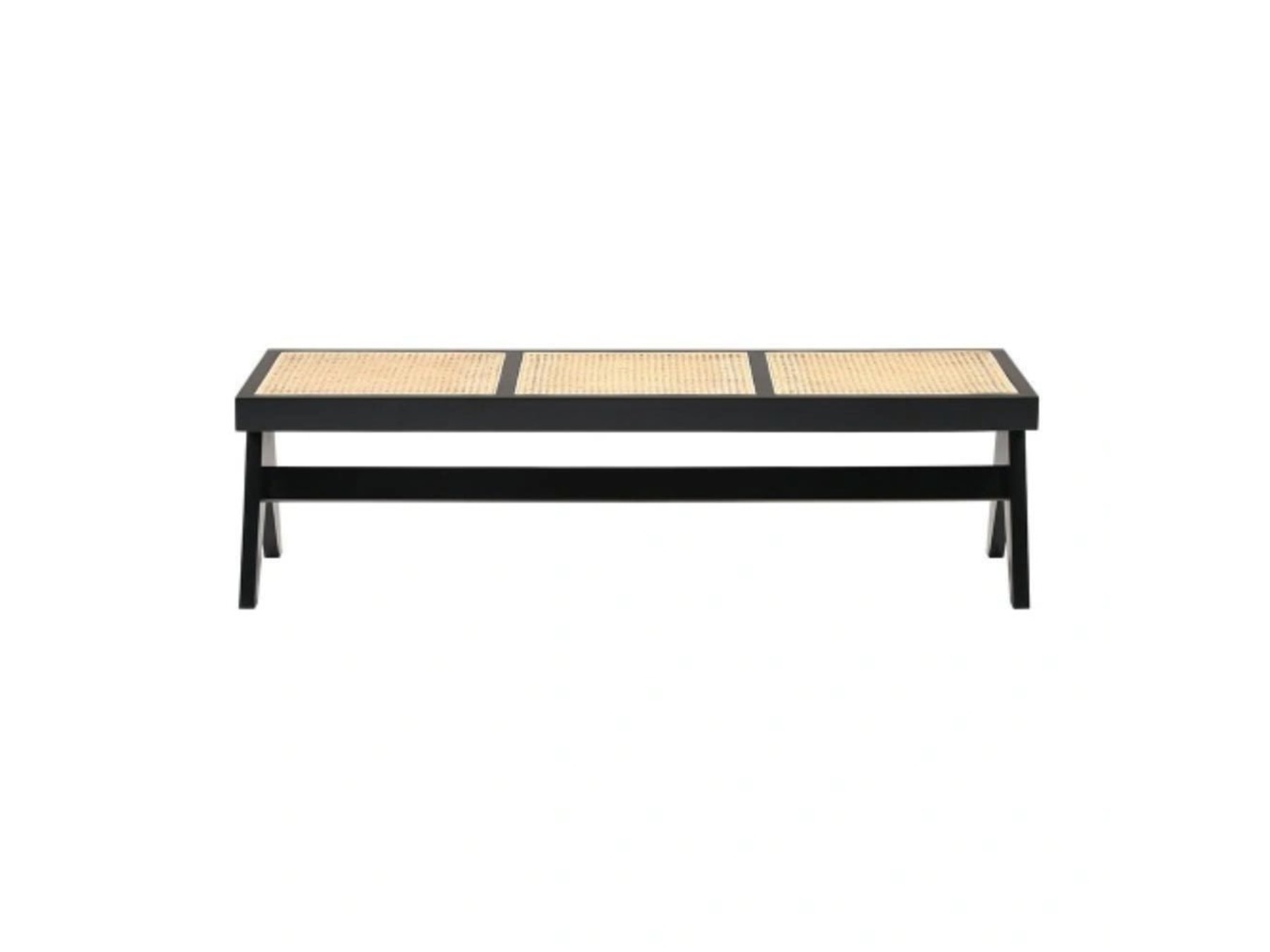 Black Rattan Cane Bench – Elegant Seating for Living & Entryways | India — alternate view
