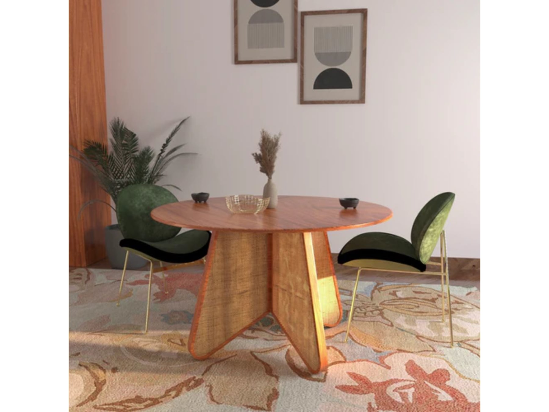 4 Seater Rattan Dining Table | Solid Wood Dining Table Price — alternate view